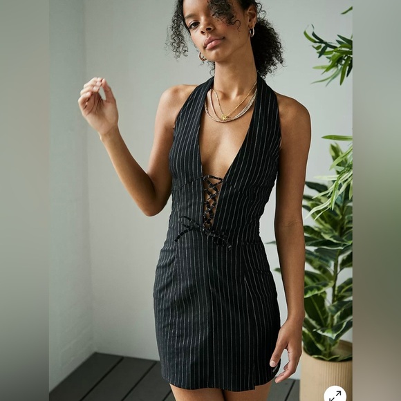Urban Outfitters Black striped halter neck mini dress - Picture 5 of 8
